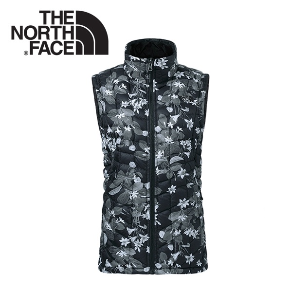 【The North Face 女款 ThermoBall背心《黑色印花》】363UYBF/保暖/防潑水/鋪棉/悠遊山水