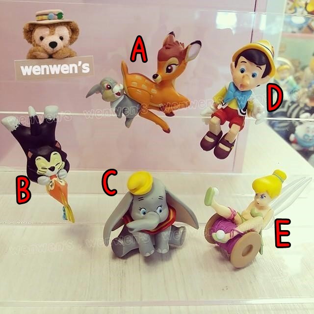 【Wenwens】正版 迪士尼 小木偶 皮諾丘 公仔 小鹿斑比 小精靈 小飛象 公仔 盒玩 貓 桑普兔 杯緣子 杯緣
