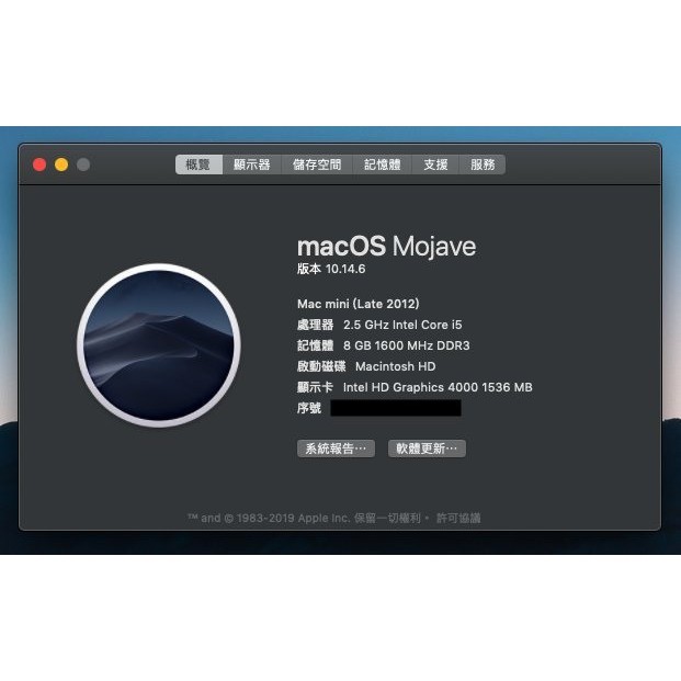 mac mini 2012 已改SSD雙硬碟