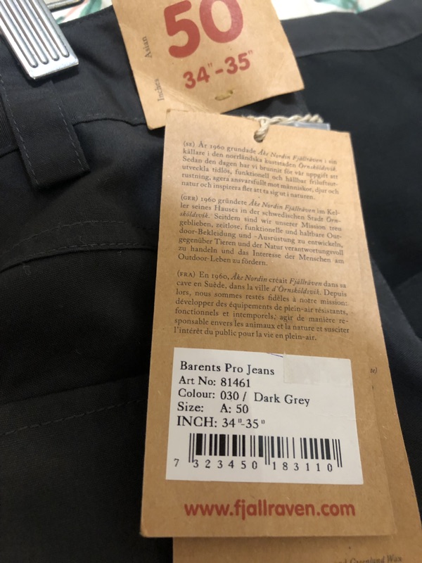 Fjallraven Barens Pro Jeans Dark Grey 全新Size: Asia 50 | 蝦皮購物