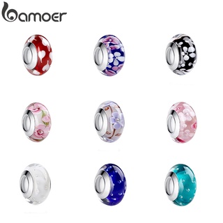 Bamoer 多色鍍銀穆拉諾玻璃珠串飾 Diy 手鍊用品