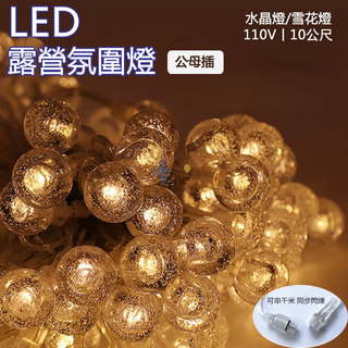 臺灣現貨 LED燈串 防水公母接燈串 110V十公尺 水晶燈/雪花燈 露營燈 造型燈 氛圍燈 聖誕燈 新年燈 可串接