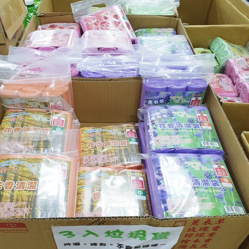 清潔袋 垃圾袋 花香 環保碳酸鈣 3捲入一包 500g 大尺寸 中尺寸 小尺寸