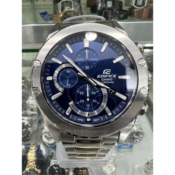 【金台鐘錶】CASIO卡西歐 EDIFICE 輕薄 (藍面)三眼 (藍寶石玻璃鏡面)(男錶) EFR-S567D-2A