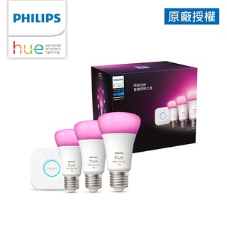 Philips 飛利浦 Hue 智慧照明 入門套件組 藍牙版燈泡+橋接器 1100流明 (PH02N)