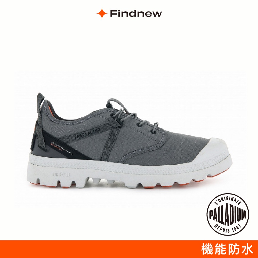 PALLADIUM TRAVEL LITE WP+抽繩縮口橘標防水低筒靴 灰男女共款77338-071【Findnew】