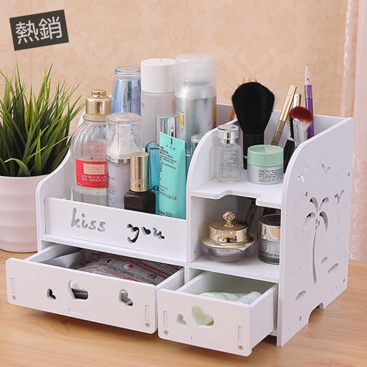 優品 創意多功能化妝品收納盒現貨 Diy組裝韓國抽屜式大號桌面梳妝臺收納簡約木質護膚品收納刷具整理置物架臥室收 蝦皮購物