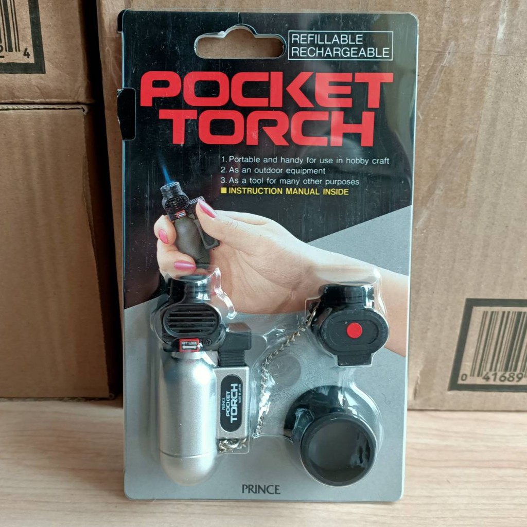 【現貨附發票】正品 日本進口 Prince 打火機 POCKET TORCH 單孔防風噴射(銀色)