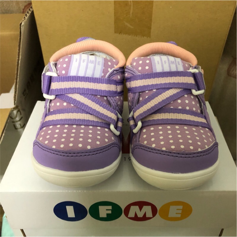 日本 IFME 健康輕量機能學布鞋 14.5（紫色點點）