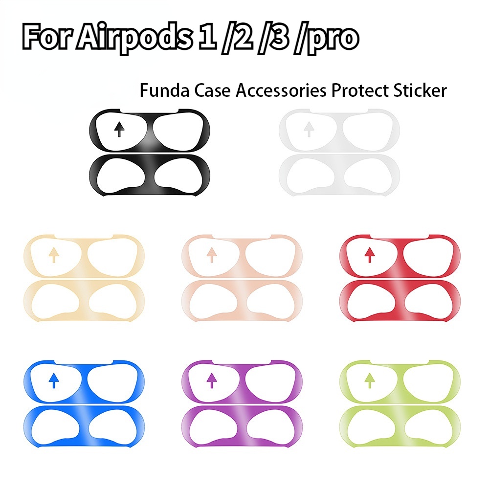 適用於 Apple AirPods 2 1 3 pro 保護套配件的金屬防塵貼紙超薄保護套貼紙皮膚自粘