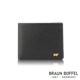 【BRAUN BUFFEL 德國小金牛】台灣總代理 新遊牧族-TW 4卡零錢袋皮夾-黑色/BF380-315-BK