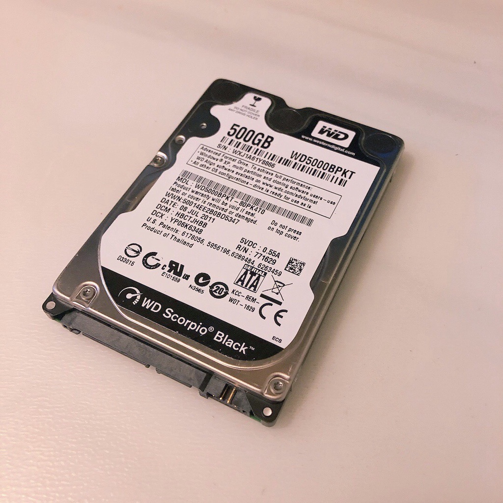 「二手良品」WD 黑標 500GB 硬碟 2.5吋  7200轉 筆電桌機