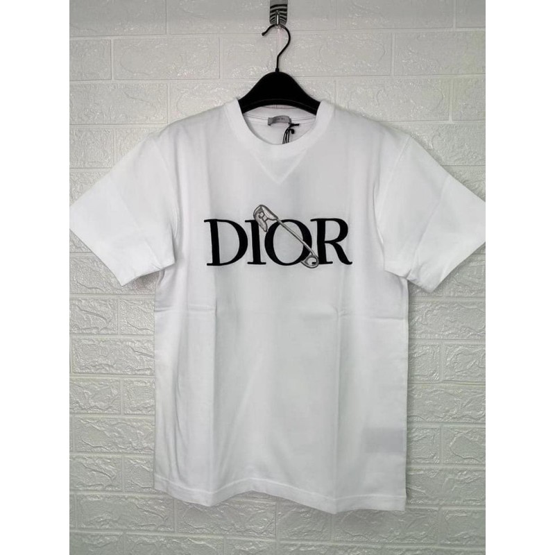 Dior 迪奧男款別針logo 白色短tee 蝦皮購物