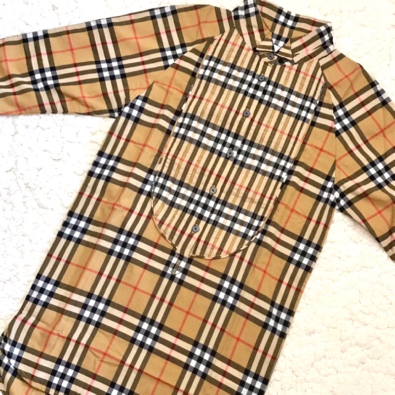 近全新! Burberry女童超經典格紋襯衫式棉質洋裝(6Y)