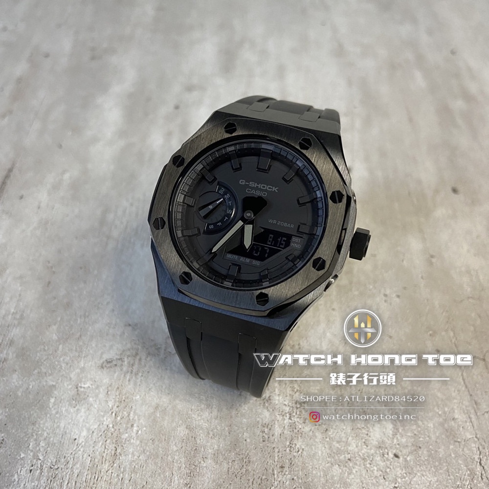 []錶子$行頭[] CASIO G-SHOCK "改裝成品含錶" 農家橡樹 八角造型 全黑 膠帶 GA-2100-1A1