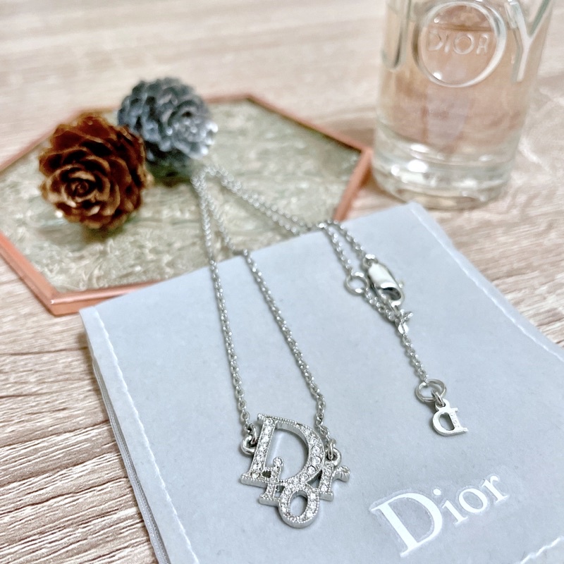 近全新 Dior vintage 水鑽 字母 項鍊 迪奧 頸鍊 短鍊 Christian Dior 日本中古店