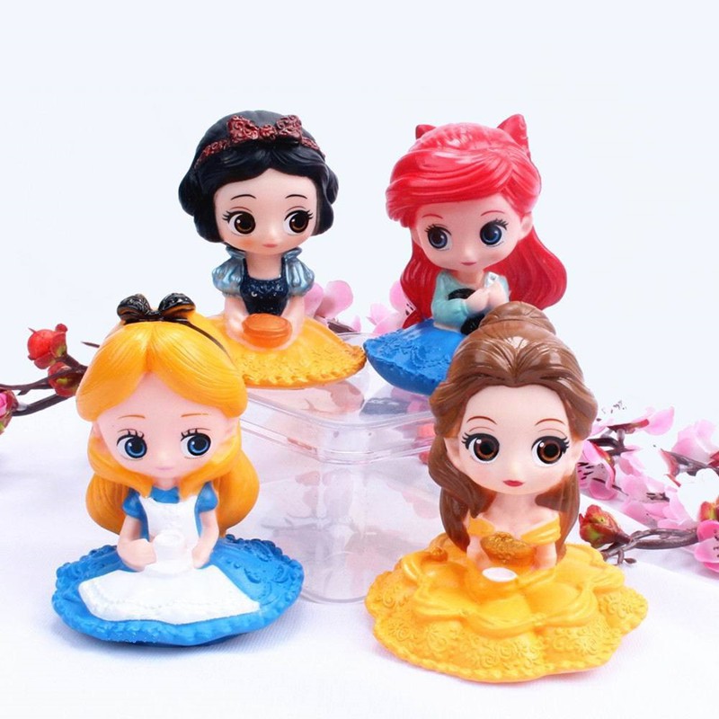 迷你公主蛋糕裝飾卡通艾爾莎白雪公主鈴鐺美人魚娃娃模型兒童生日派對蛋糕裝飾品