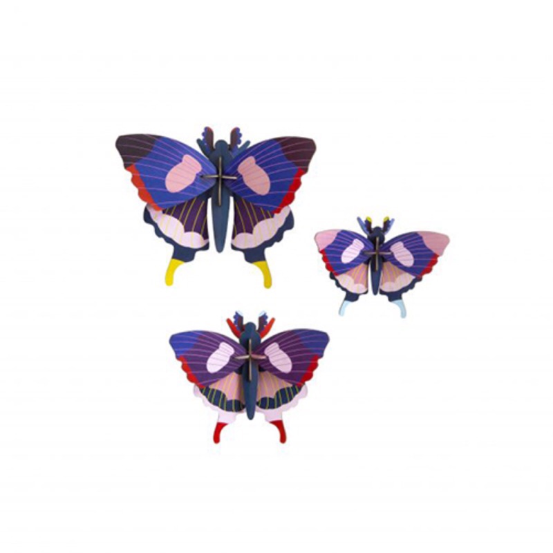 《齊洛瓦鄉村風雜貨》荷蘭studioroof 動物系列 蝴蝶３入組 鳳蝶 立體拼圖 立體壁飾 居家佈置 店家壁面佈置