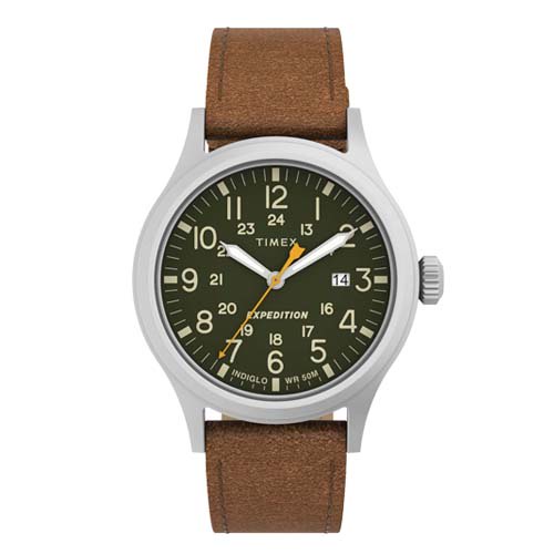 【TIMEX】天美時 遠征系列經典數字刻度腕錶 –墨綠面淺棕皮帶｜TW4B23000｜時間道