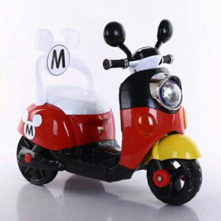 新款帶燈靠背兒童電動摩托車 音樂燈光米奇電動摩托車
