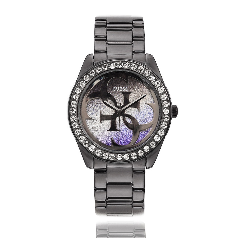 GUESS原廠平輸手錶 | 經典水鑽大LOGO女錶 - 黑 W1201L4