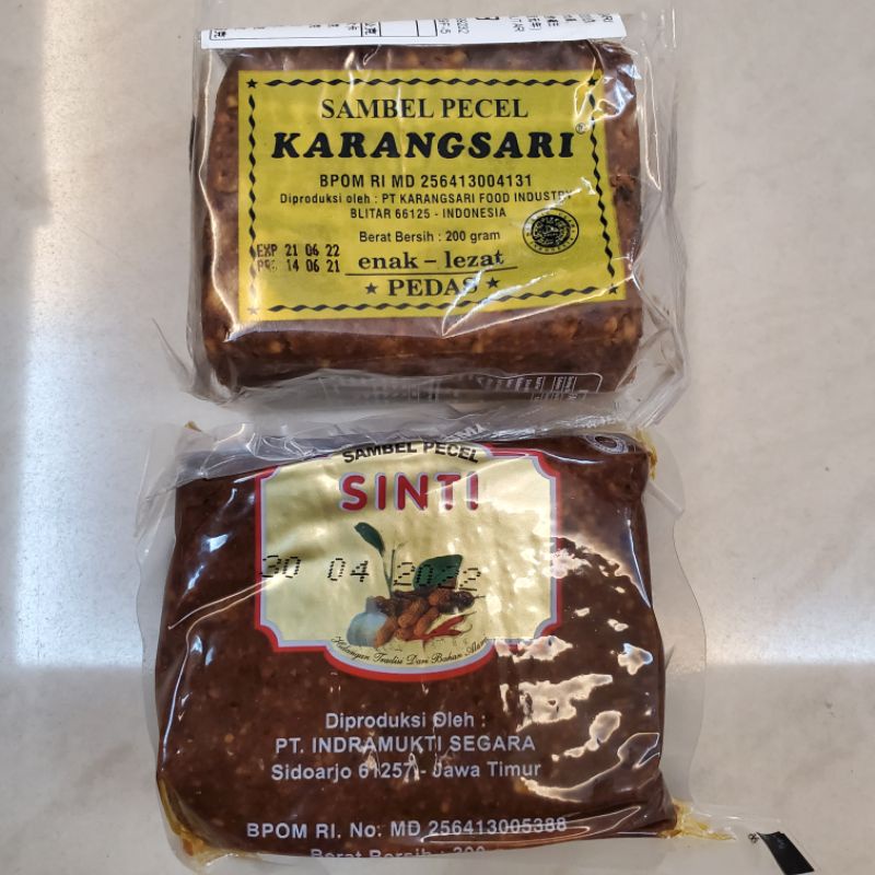 【 印尼】Sinti + Karangsari SAMBEL PECEL 沙嗲醬塊 花生醬味包 調味醬 200g