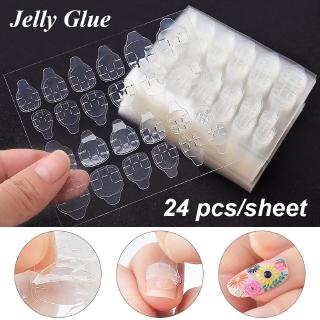 24 件/張 DIY 指甲尖透明雙面自粘貼紙果凍防水假藝術膠膠標籤