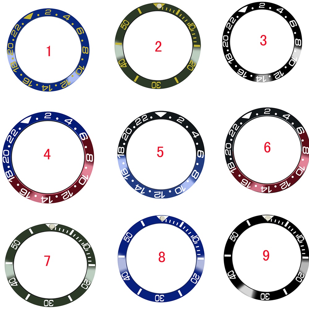 手錶配件水鬼和GMT斜圈口錶殼數字陶瓷圈錶殼外圈口直徑38mm內30.5mm