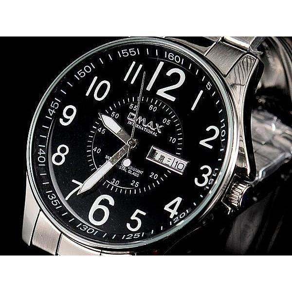 超清晰OMAX歐馬仕不銹鋼PILOT飛行員風格石英錶日期星期不鏽鋼製錶帶 日本製石英機芯