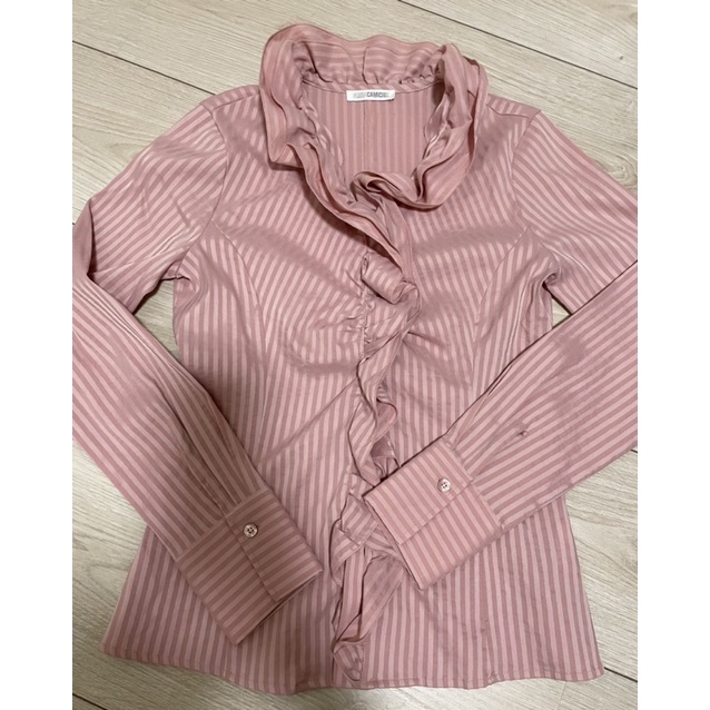 (二手）Nara camicie粉紅荷葉領襯衫