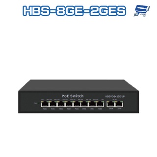 昌運監視器 HBS-8GE-2GES 8埠 1000M GE PoE 網路交換器(以PSW-082GE-AI替代出貨)