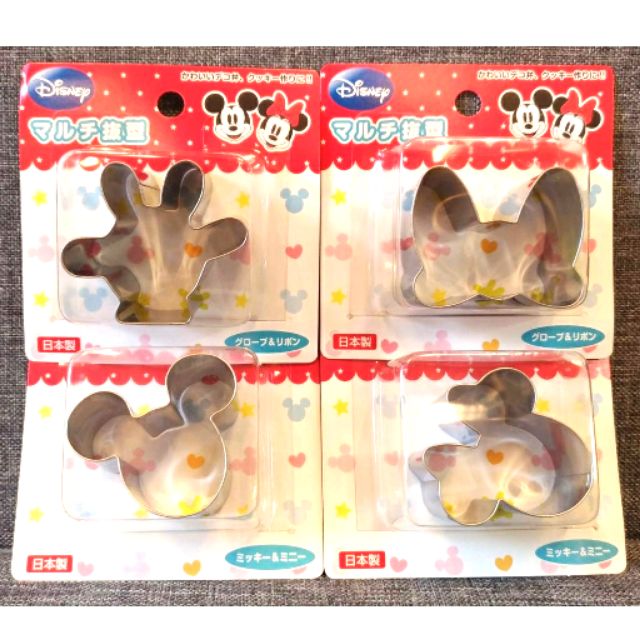 日本貨-四款可選廚房小幫手正版授權日本迪士尼經典米奇米妮頭像手套蝴蝶結蛋糕餅乾壓模器食物飯糰蘿蔔製模器不鏽鋼製清洗方便