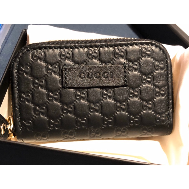 Gucci皮革Logo壓紋零錢包