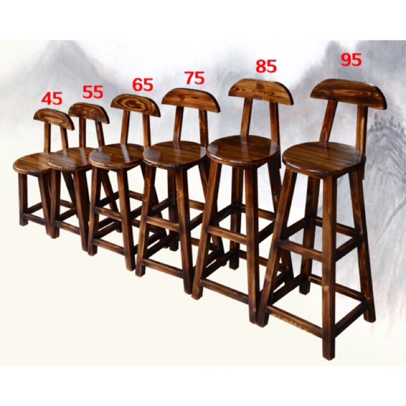 復古原木碳化色吧台椅/高腳凳