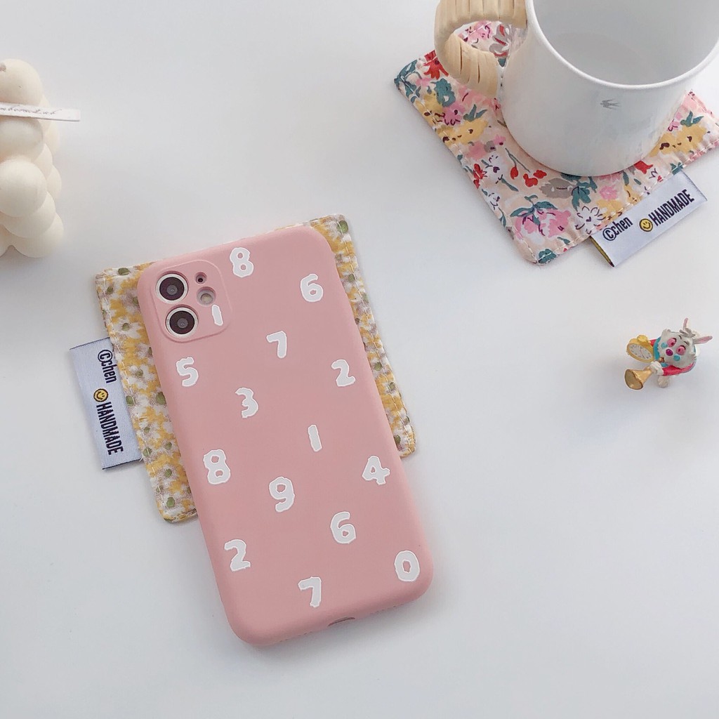 [預購]欸比家⁂日系數字粉嫩色矽膠手機殼 全包浮雕 蘋果Iphone 華為Huawei / 似SOUSOU