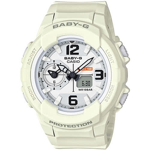 【CASIO】卡西歐 BABY-G 少女時代帥氣中性風腕錶-米黃+白 BGA-230-7B2 台灣卡西歐保固一年