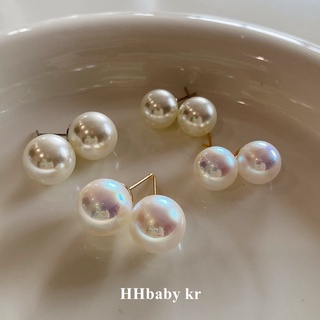 【HHBABY KR】韓國fever博主粉光珍珠法式耳釘 ins氣質復古耳環女