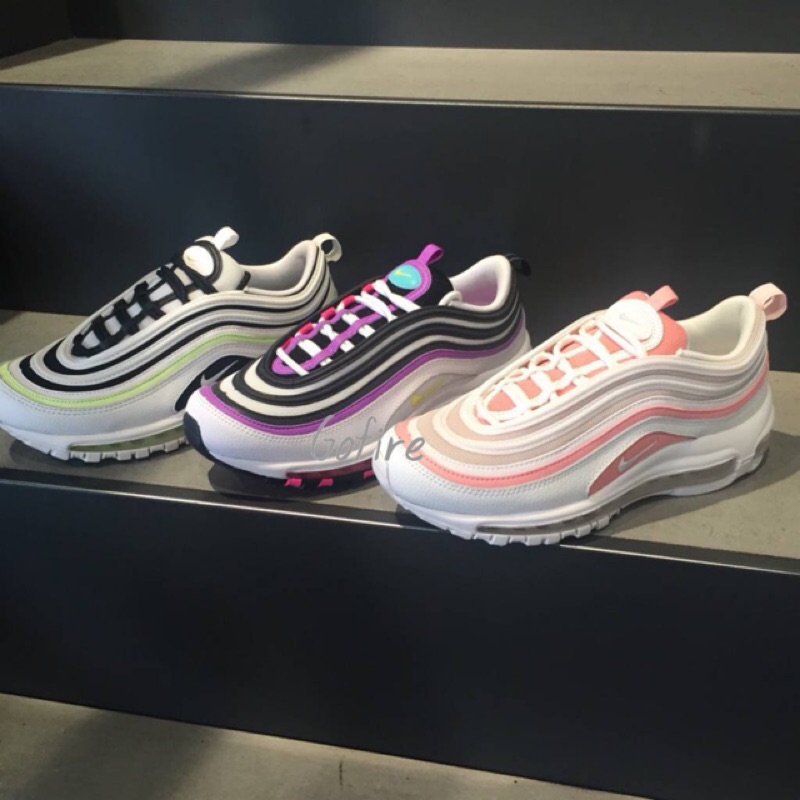 W Nike Air Max 97 白綠 白紫 白粉女休閒鞋 921733-104、105、106