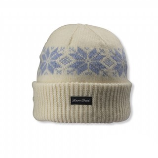 SNOWTRAVEL雪之旅 STAR018b-WHT [ 3M防風透氣保暖羊毛帽(雪花摺邊) ] 白