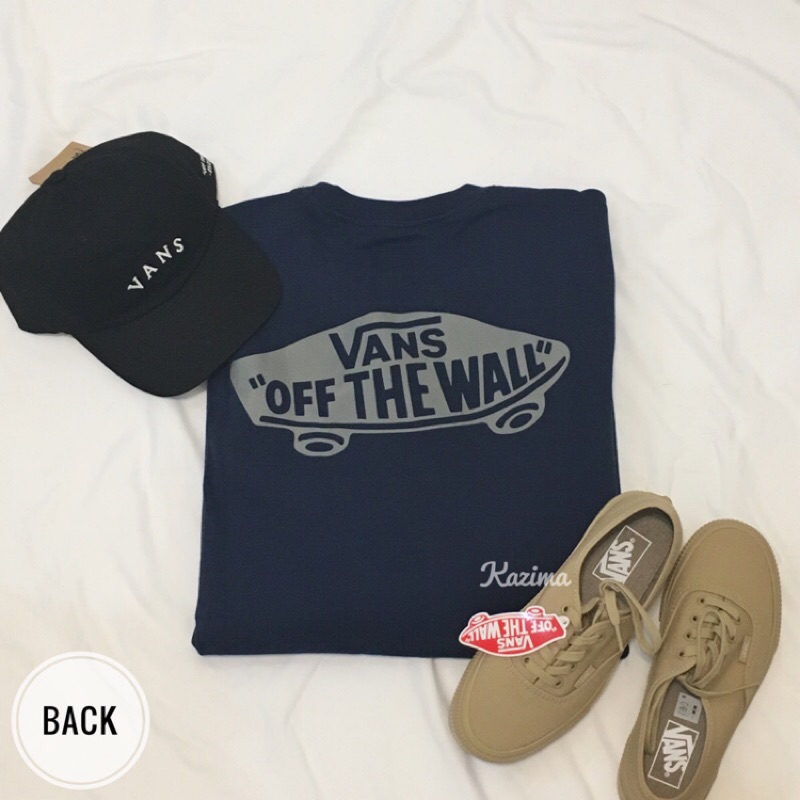 【Kazima】VANS Off The Wall LOGO 字樣 大學T 刷毛 鋪棉 內刷毛 長T 帽T 基本款 深藍