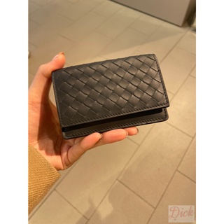 【歐洲outlet正品】Bottega Veneta 黑色 編織 掀蓋 短夾 零錢包 0502