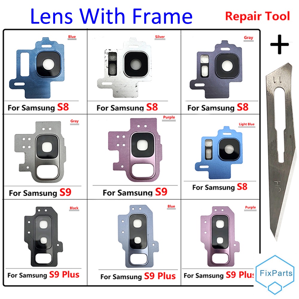 100% 原裝全新後置攝像頭玻璃鏡頭蓋帶框架支架貼紙更換備件適用於三星 Galaxy S8 S9 Plus