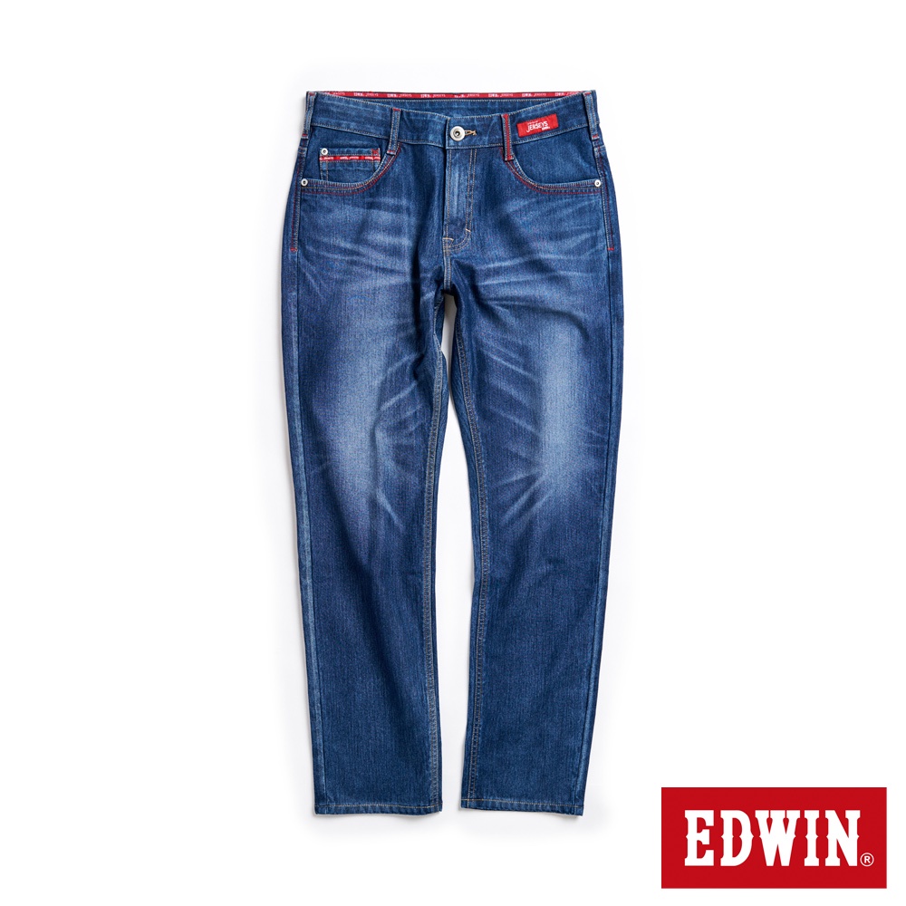 EDWIN 東京紅360°迦績彈力機能中直筒牛仔褲(拔洗藍)-男款