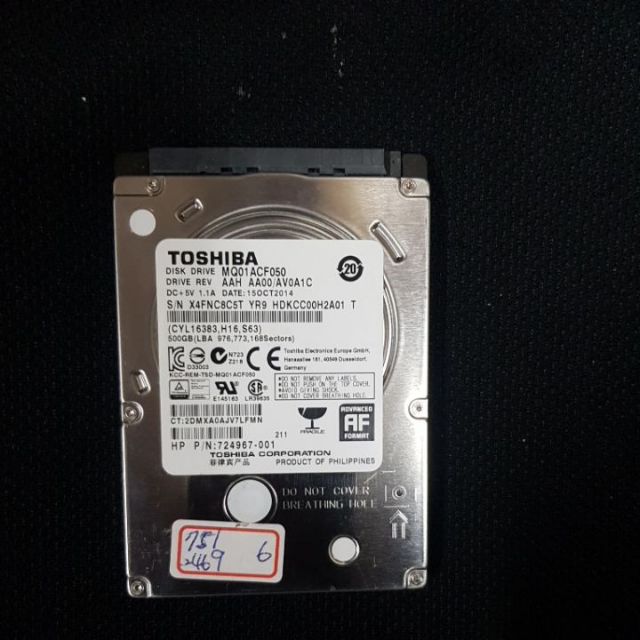 Toshiba【7mm】 500GB 2.5吋 硬碟(MQ01ACF050)
