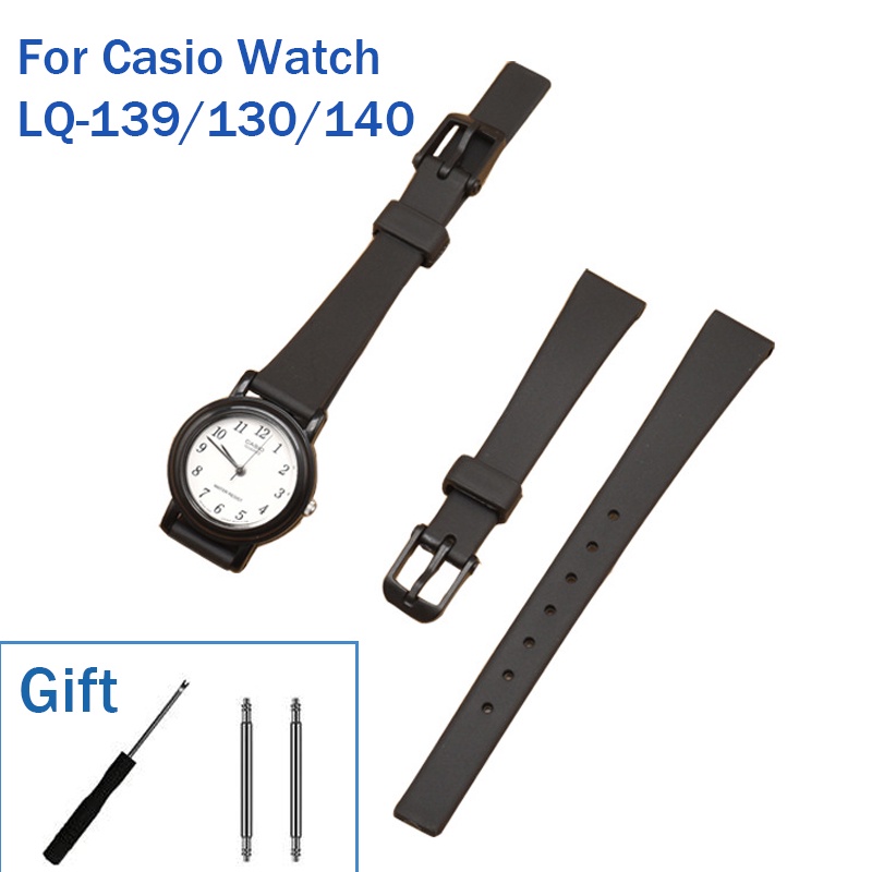 適配卡西歐 LQ-139/130/140 橡膠超薄柔軟透氣錶帶更換 12mm 樹脂錶帶