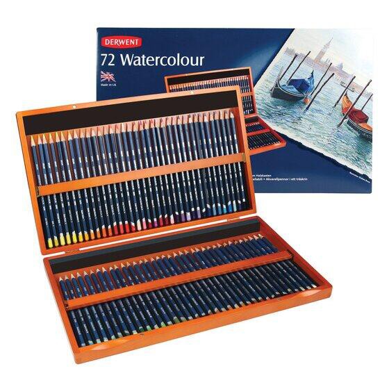 板橋酷酷姐美術 英國Derwent德爾文watercolour水性色鉛筆72色木盒裝！！