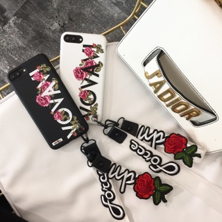 《全新轉賣》韓國復古玫瑰刺繡 手機殼 白色iphone 6、iphone6s、手繩+掛繩