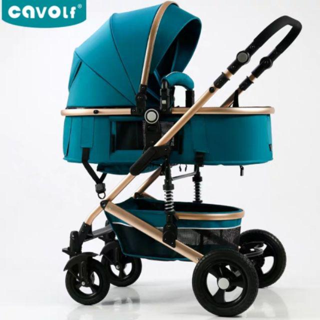 新款上架 買一送九 Cavolf嬰兒推車高景觀嬰兒車可坐可躺推車摺疊輕便手推車雙向推行四輪避震寶寶傘車童車