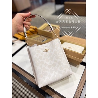 臺灣有貨 折扣款 全新正品 Coach CA582 Mollie 22 Bucket Bag 白色老花小款水桶包
