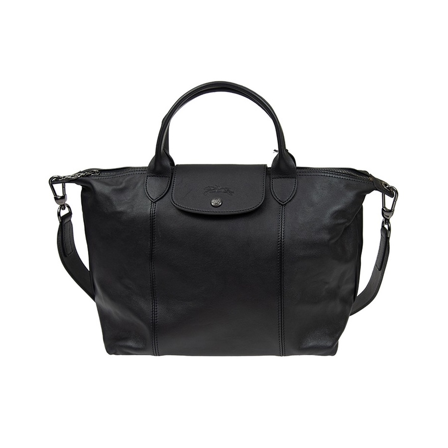 Longchamp Le Pliage Cuir L1515757 M 中款羊皮包 海軍藍色